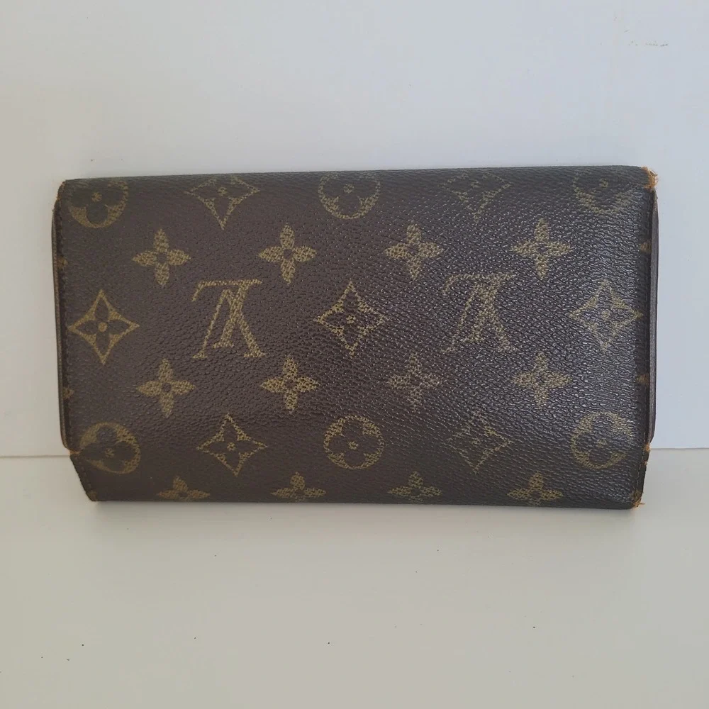 Louis Vuitton Monogram Canvas Vintage Tri-Fold Long Wallet Brown‎ M61215 France